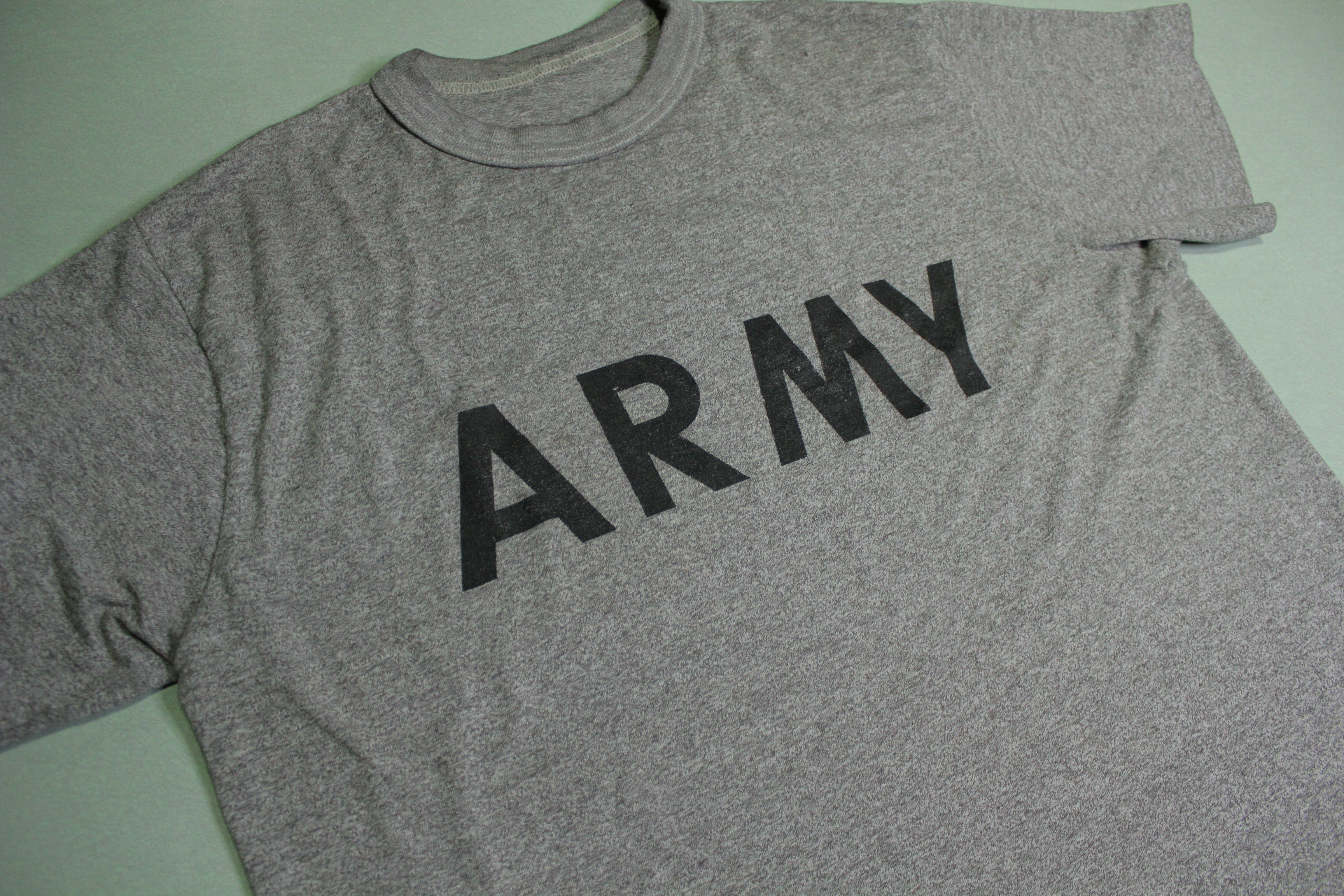 80's Army Vintage PT T-Shirt - Heathered Gray - Single Stitch