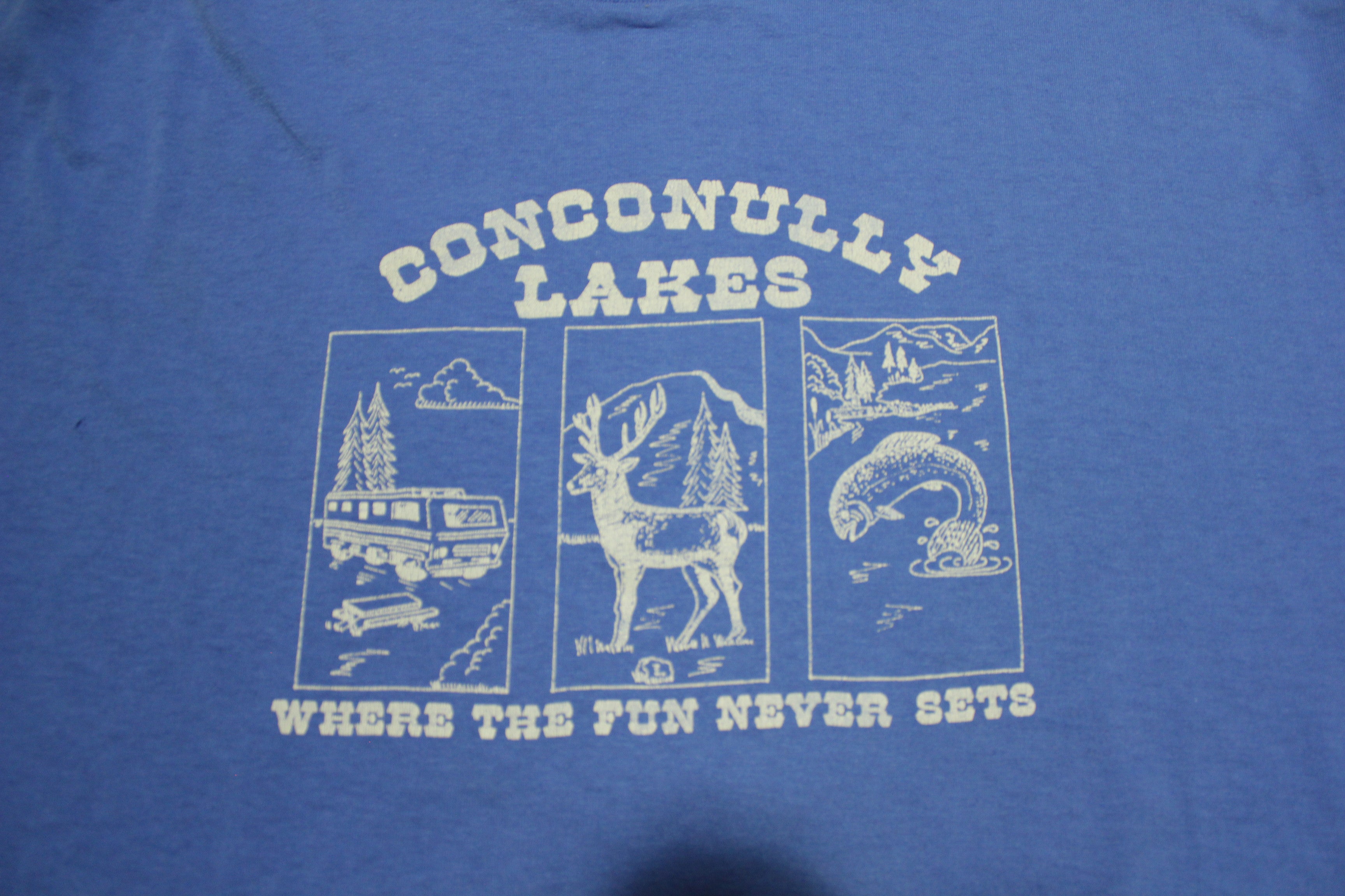 90s Conconully Lakes Vintage Single Stitch T-Shirt Fun Never Sets