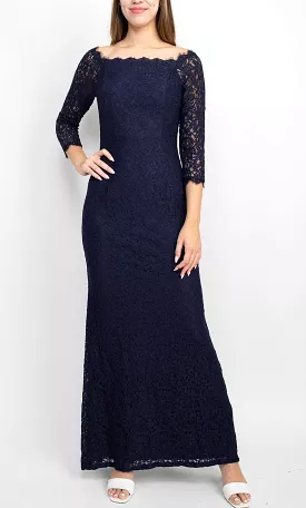 Adrianna Papell AP1E209461 lace evening dress - straight-across neck