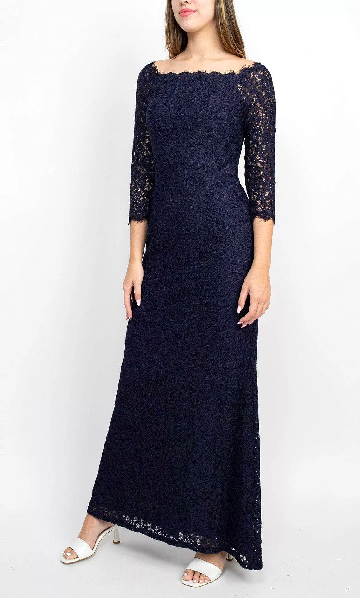 Adrianna Papell AP1E209461 lace evening dress - straight-across neck