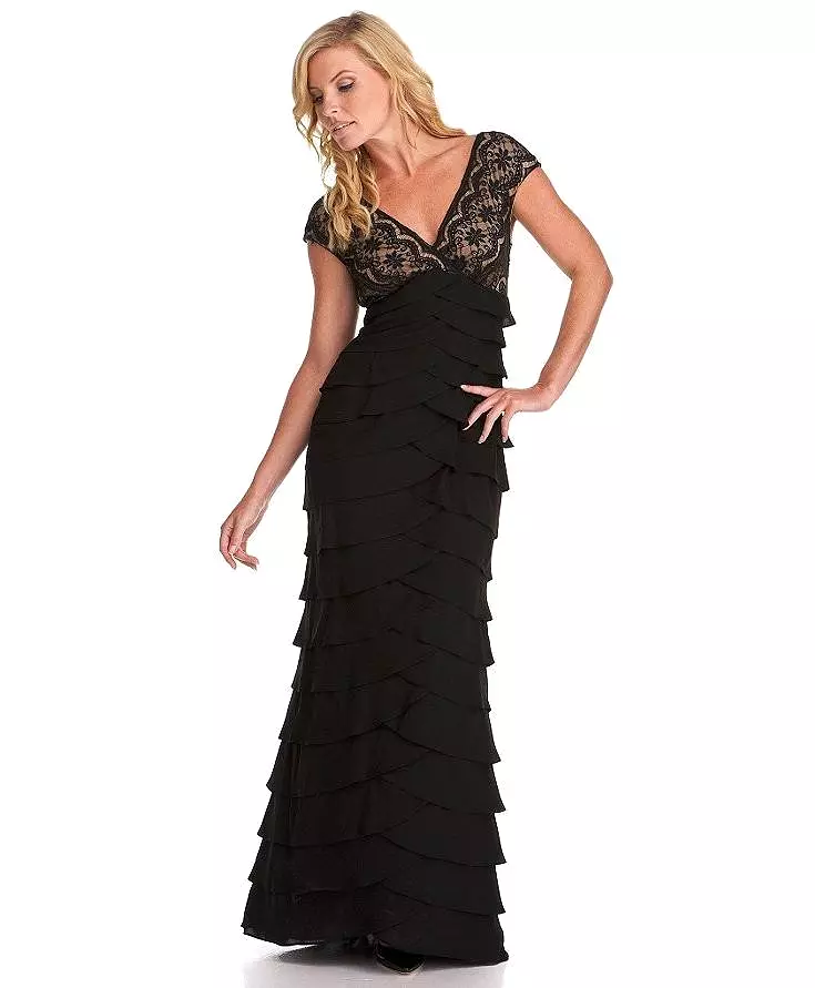 Adrianna Papell lace chiffon dress - v-neck style - product ID 41837860