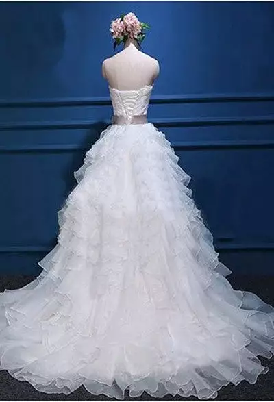 Affordable Lace Ball Gown Wedding Dresses with Sweetheart Neckline and Strapless Chiffon Material.