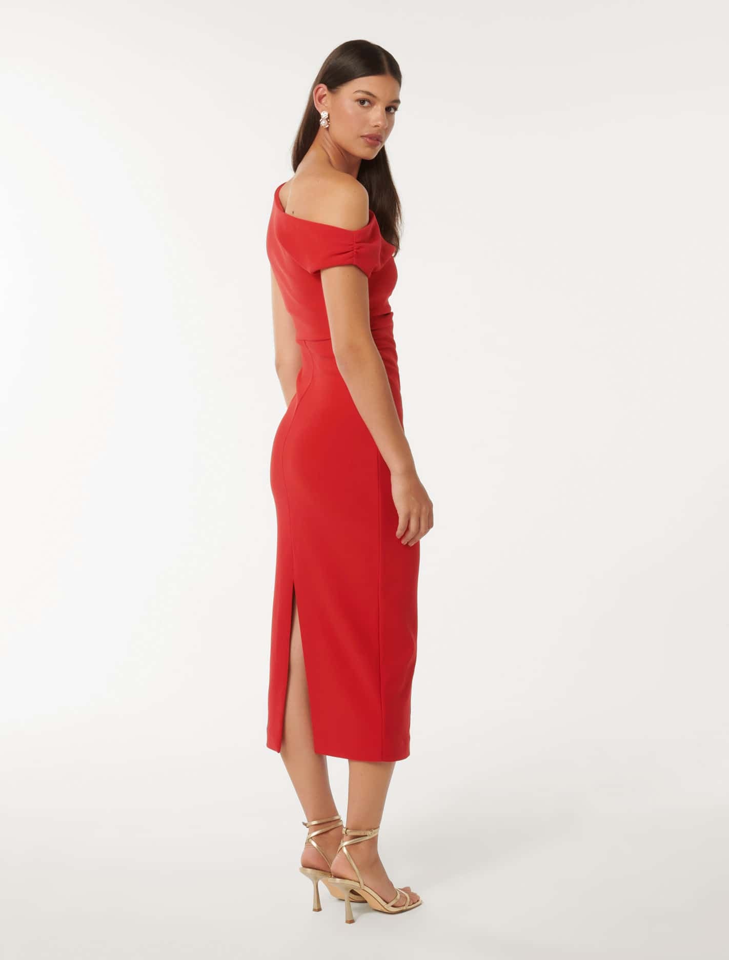 Alexa Shoulder Bodycon Midi Dress