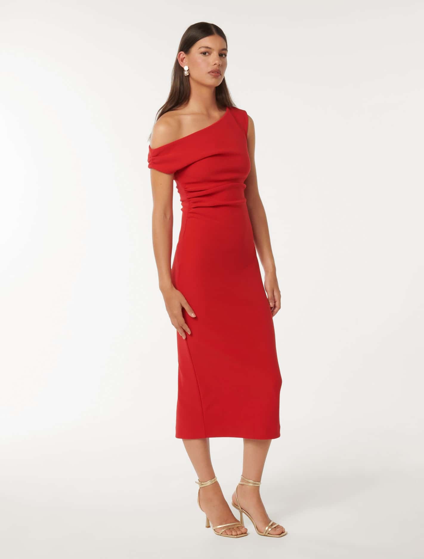 Alexa Shoulder Bodycon Midi Dress