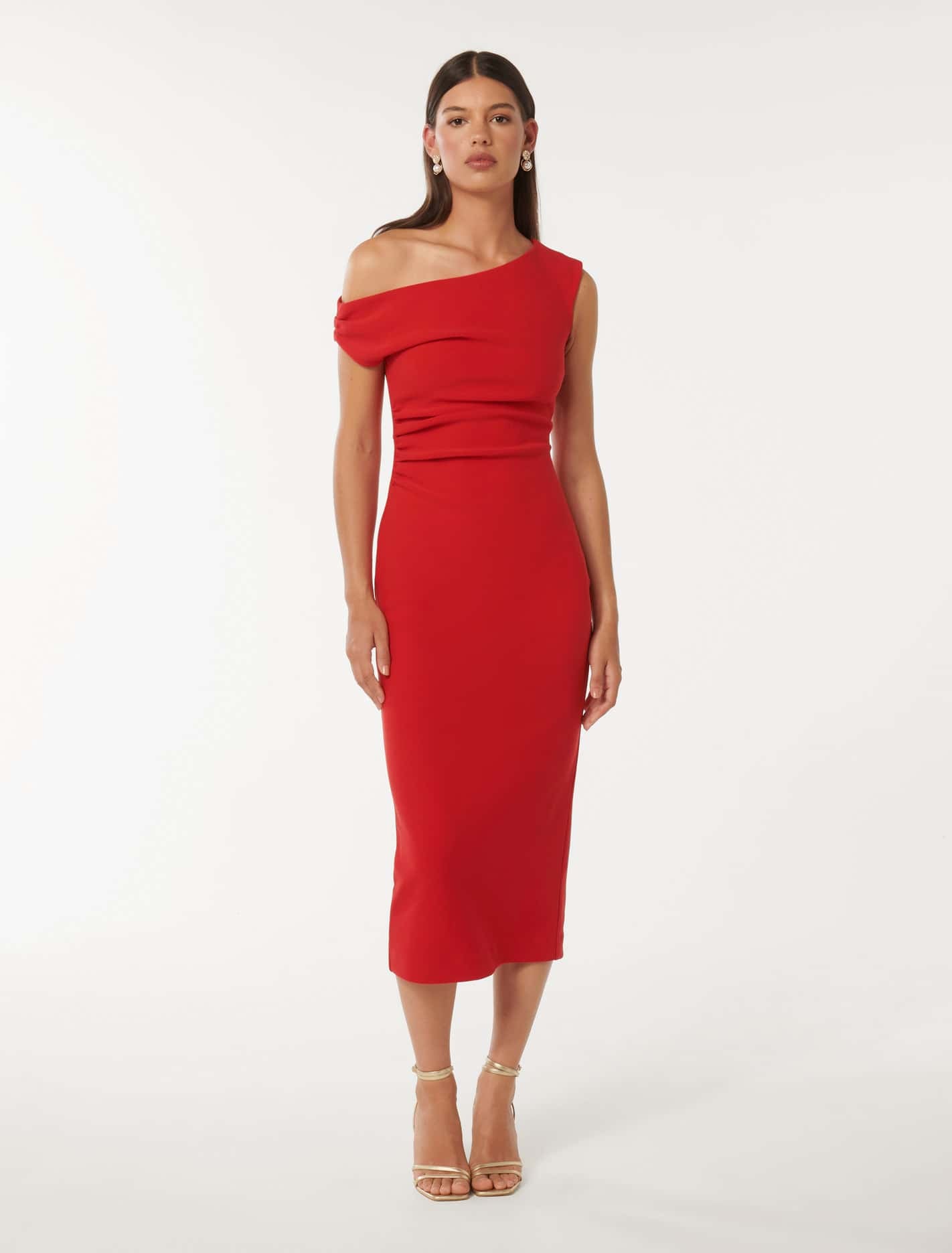 Alexa Shoulder Bodycon Midi Dress