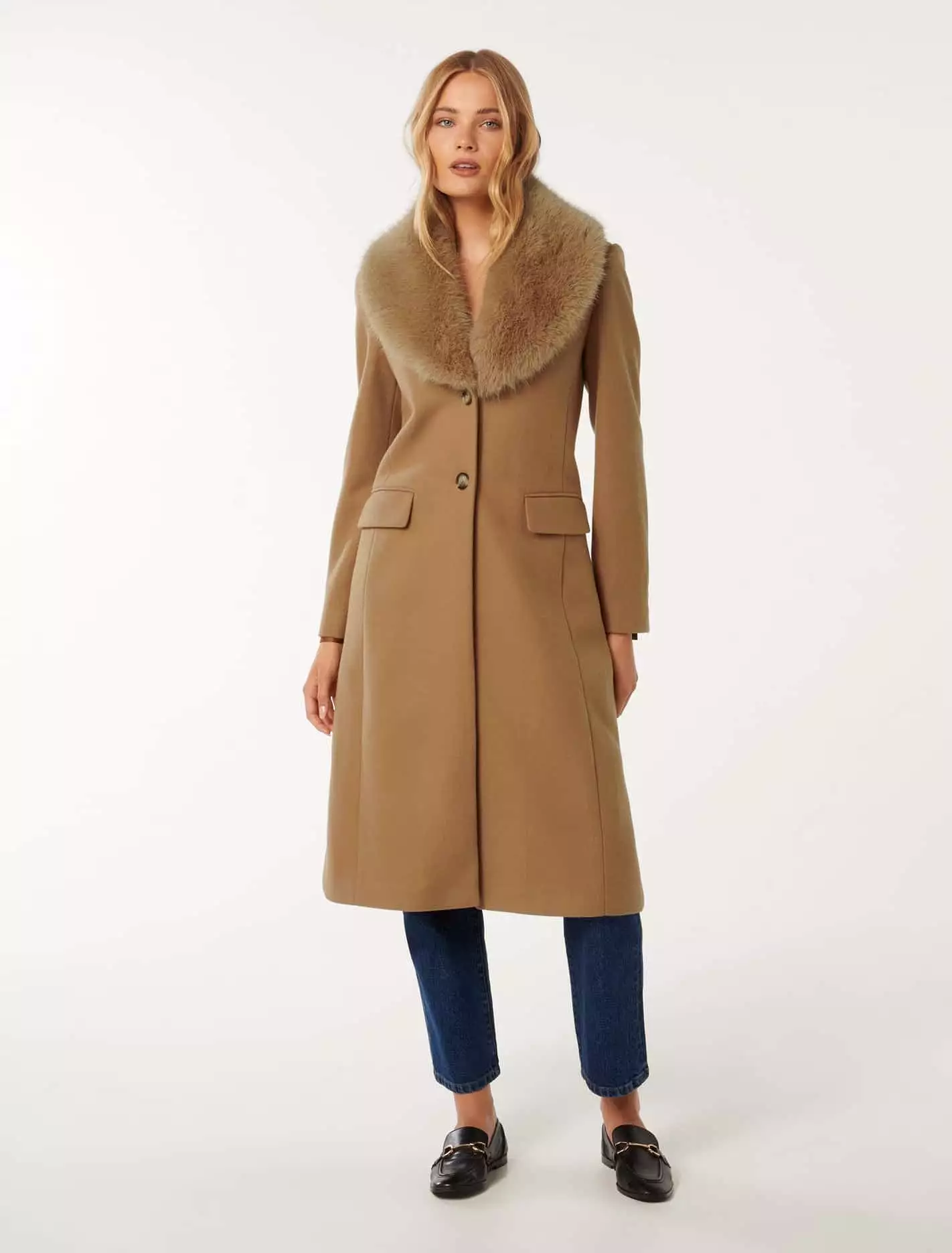 Amber Faux Fur Collar Coat