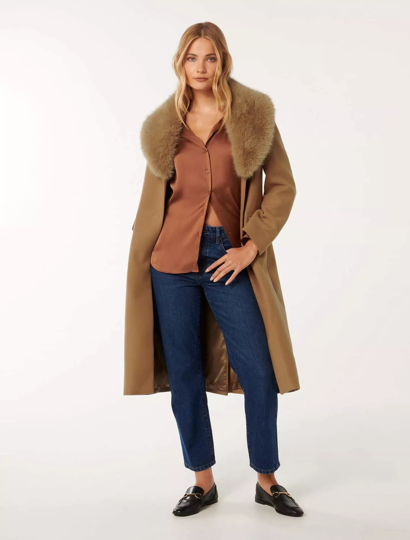 Amber Faux Fur Collar Coat