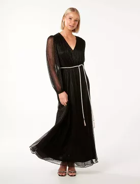 Amina Belted Maxi Dress with Diamante Plisse