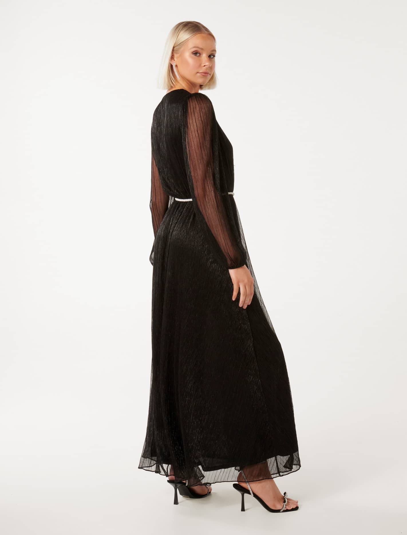 Amina Belted Maxi Dress with Diamante Plisse