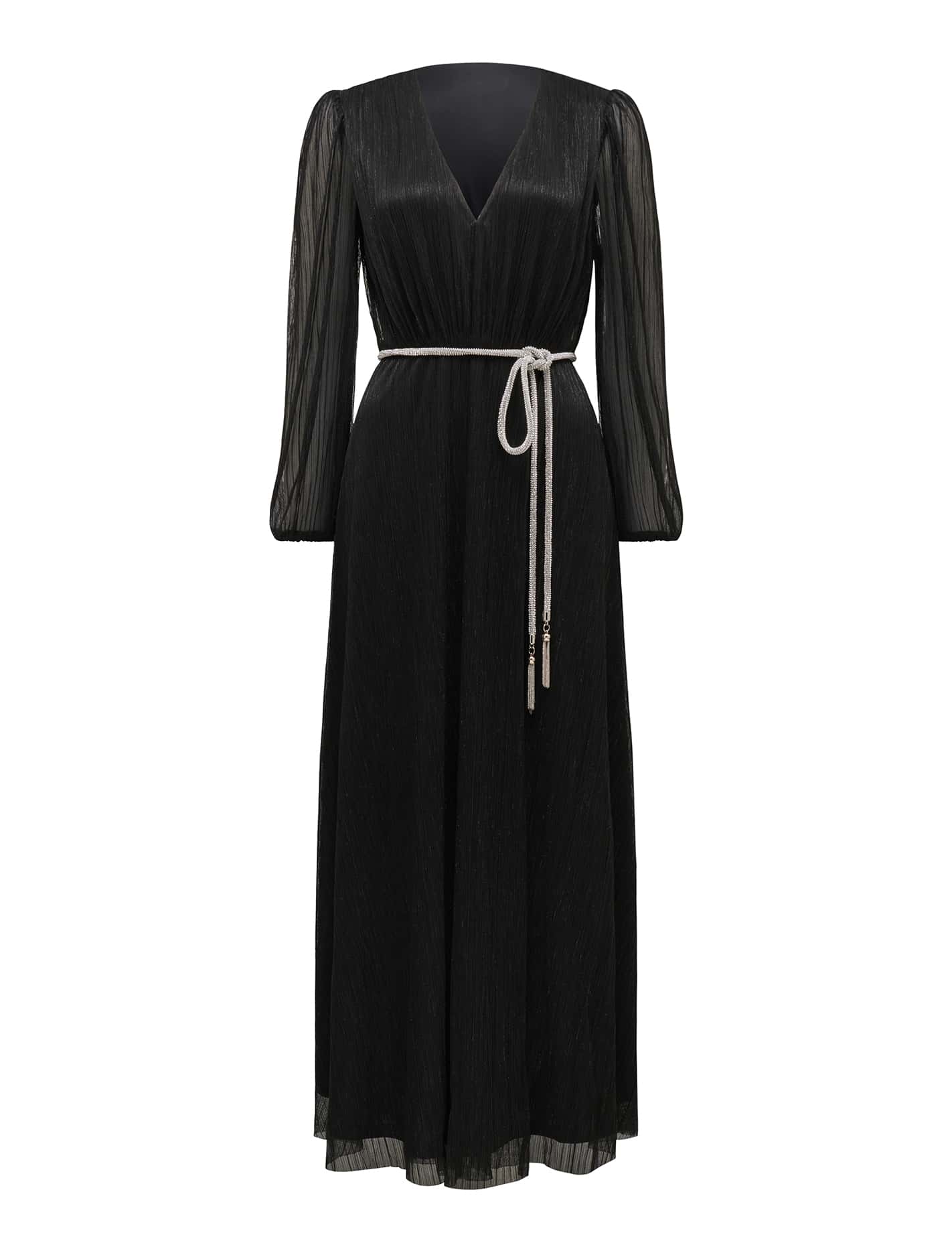 Amina Belted Maxi Dress with Diamante Plisse