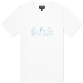 A.P.C. Bobby Address Logo T-Shirt White and Blue