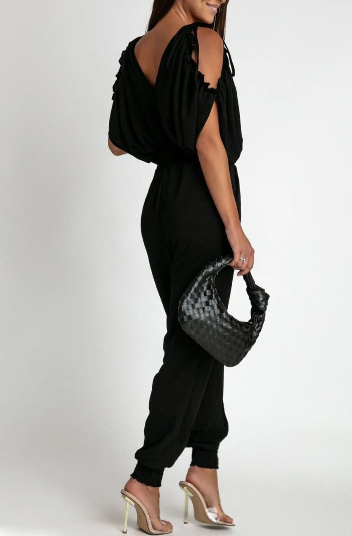 Azeila Black Cold Shoulder Jumpsuit