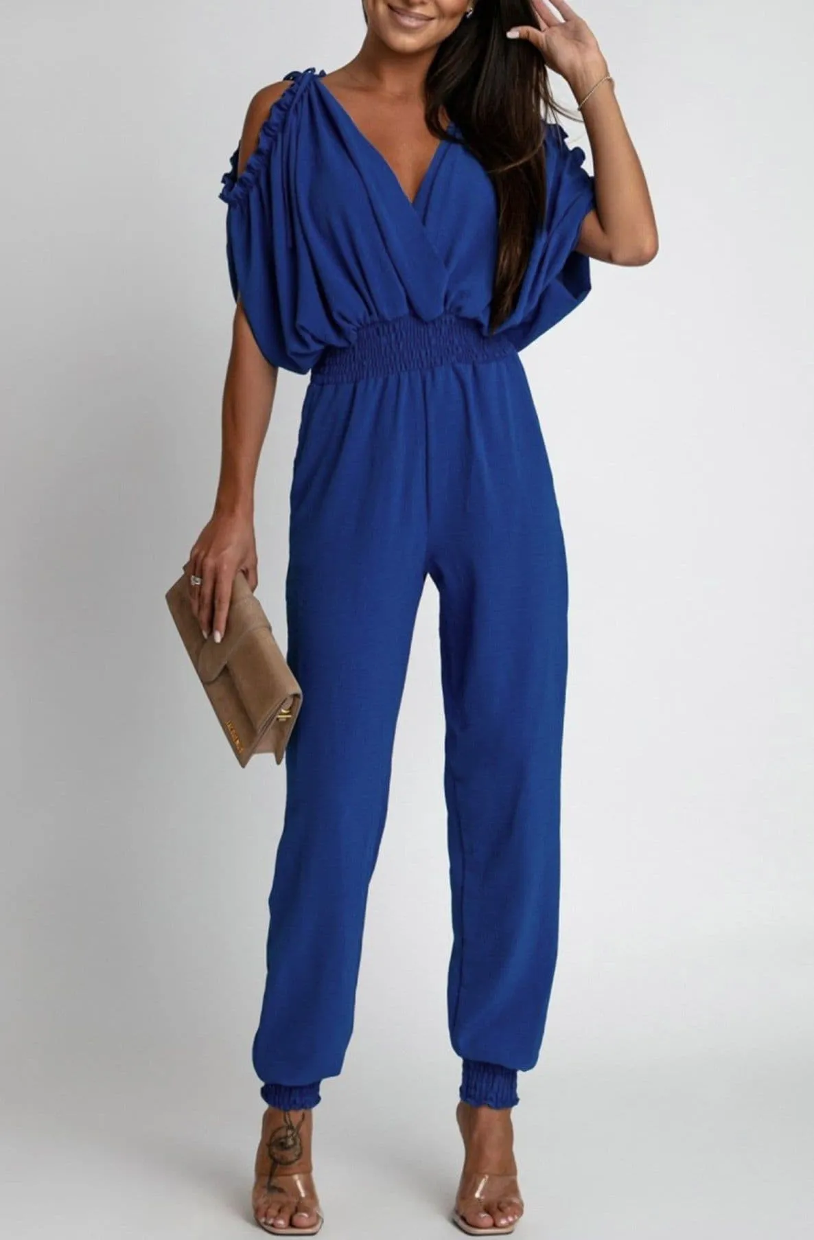 Azeila Royal Blue Cold Shoulder Jumpsuit