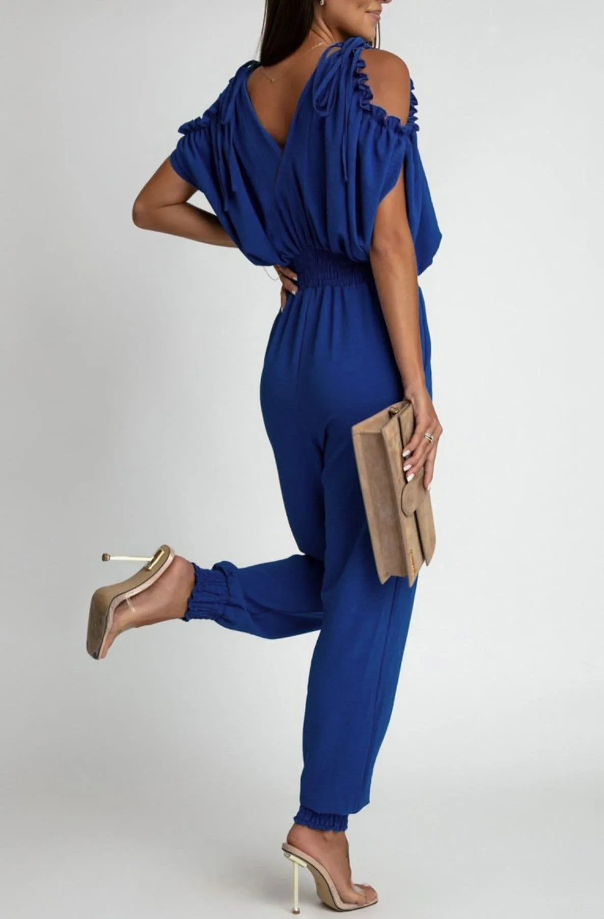 Azeila Royal Blue Cold Shoulder Jumpsuit