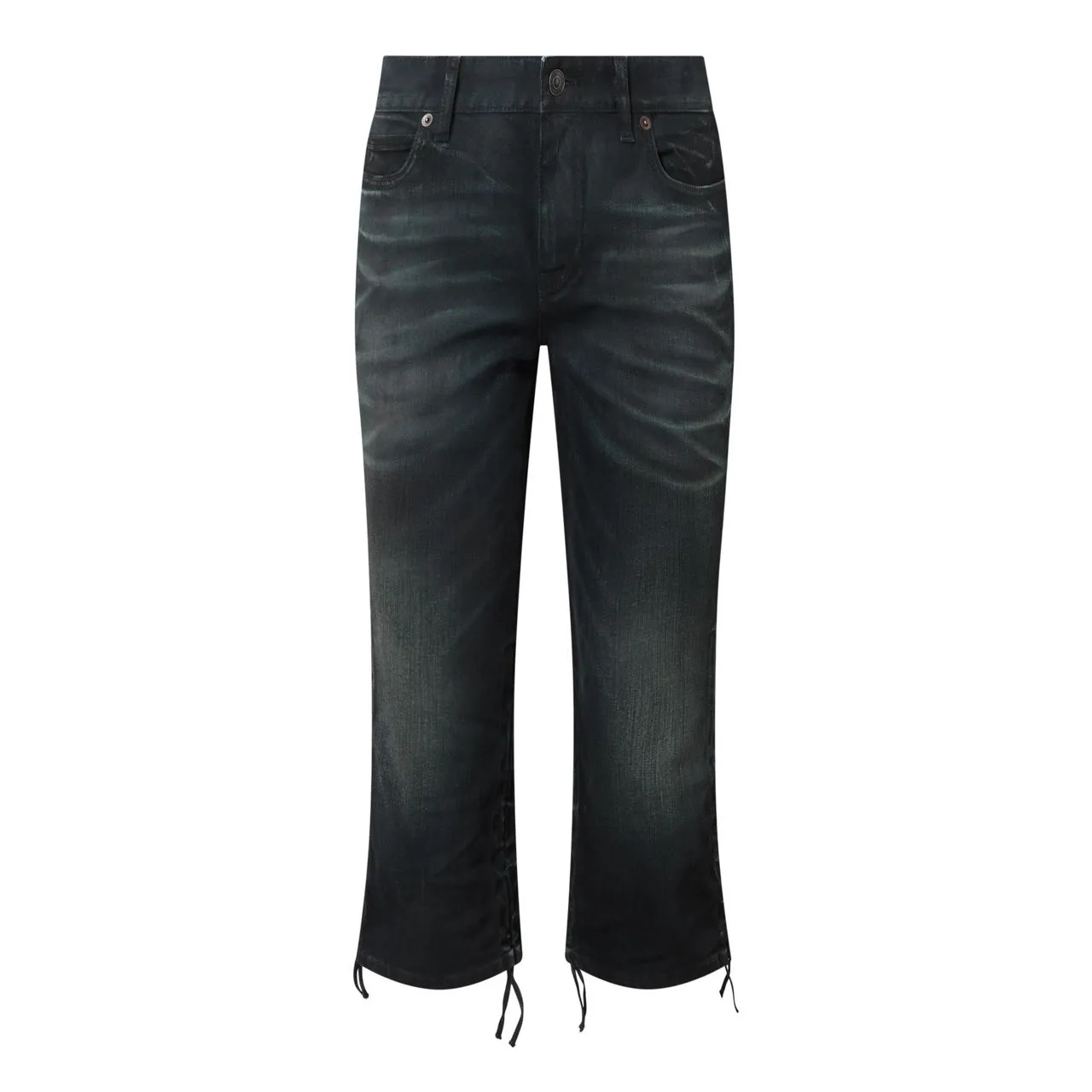 BALENCIAGA Distressed Denim Capris - Dark Blue