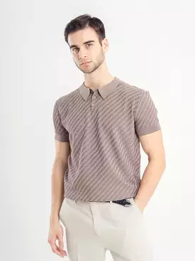 Basketweave Knit Polo Shirt - Macchiato