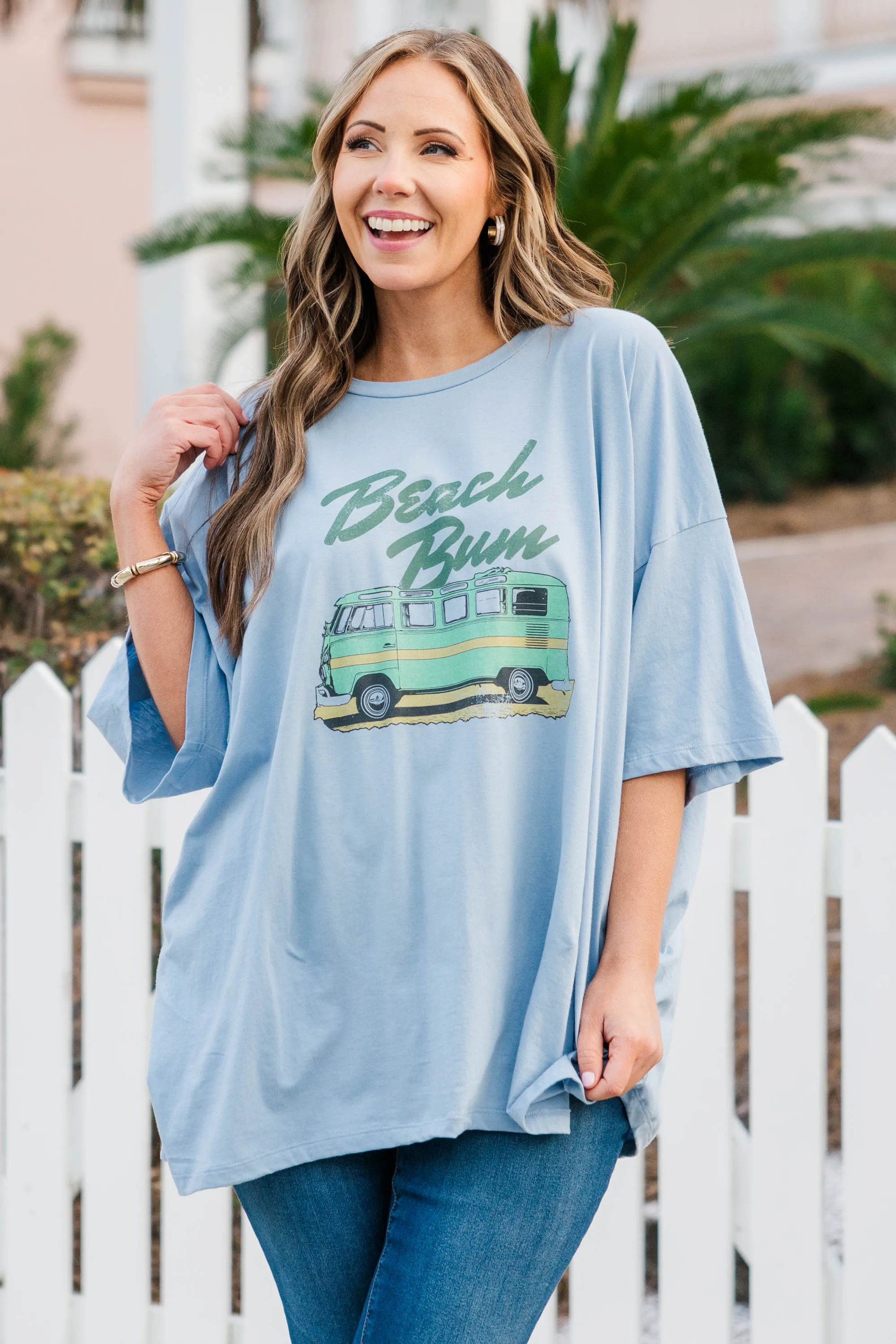 Beach Bum Boyfriend T-Shirt, Ash Blue