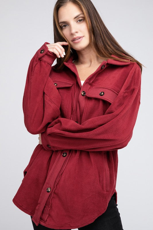 Bibi Oversized Buttoned Down Fleece Jacket