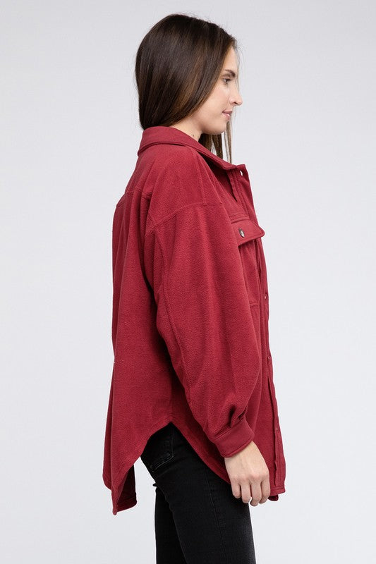 Bibi Oversized Buttoned Down Fleece Jacket