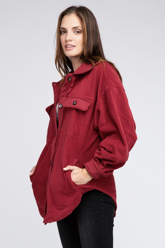 Bibi Oversized Buttoned Down Fleece Jacket