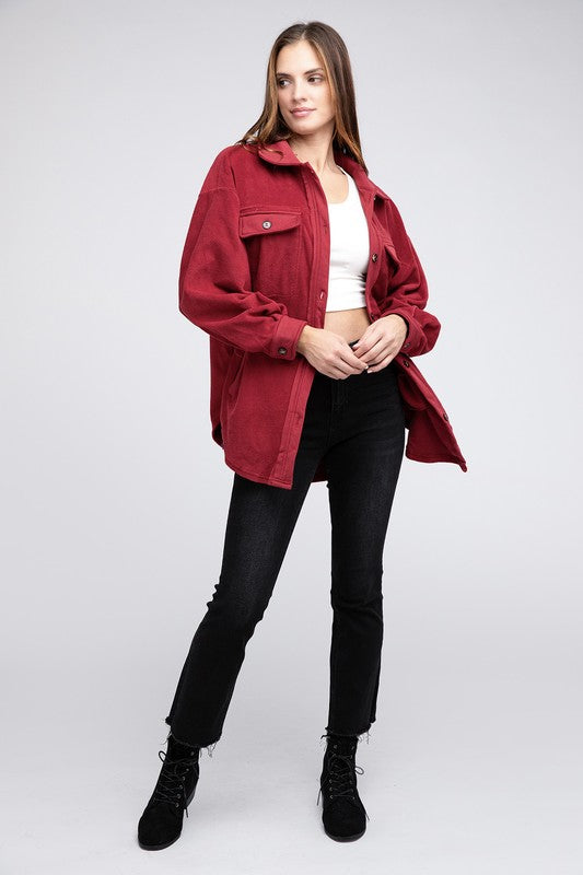 Bibi Oversized Buttoned Down Fleece Jacket