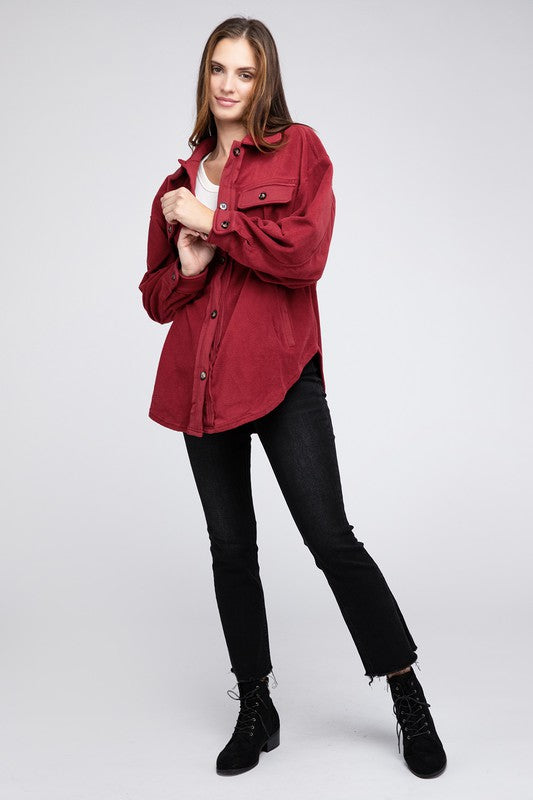 Bibi Oversized Buttoned Down Fleece Jacket