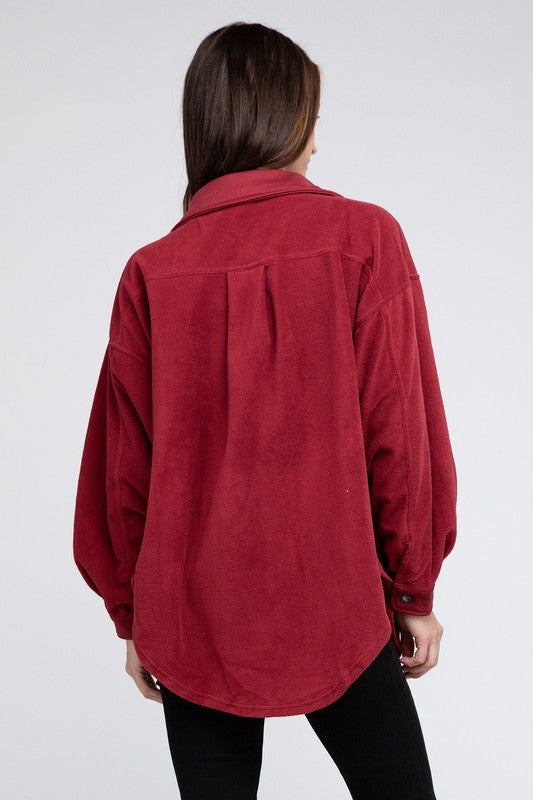 Bibi Oversized Buttoned Down Fleece Jacket