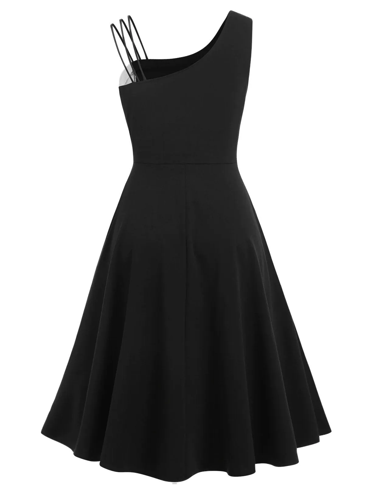 1950s Black Spaghetti Strap Dress