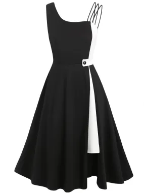 1950s Black Spaghetti Strap Dress