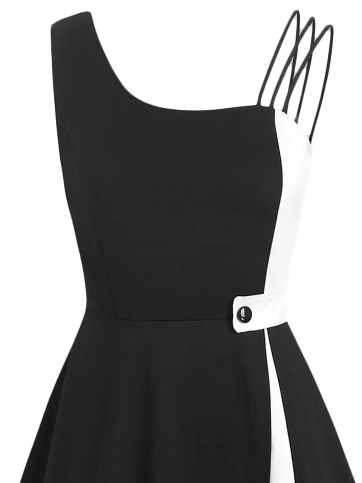 1950s Black Spaghetti Strap Dress