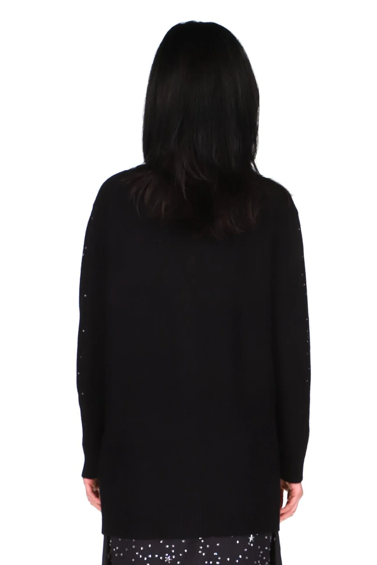 Black Cashmere Long Cardigan Crystal Longfellow's Light of Stars