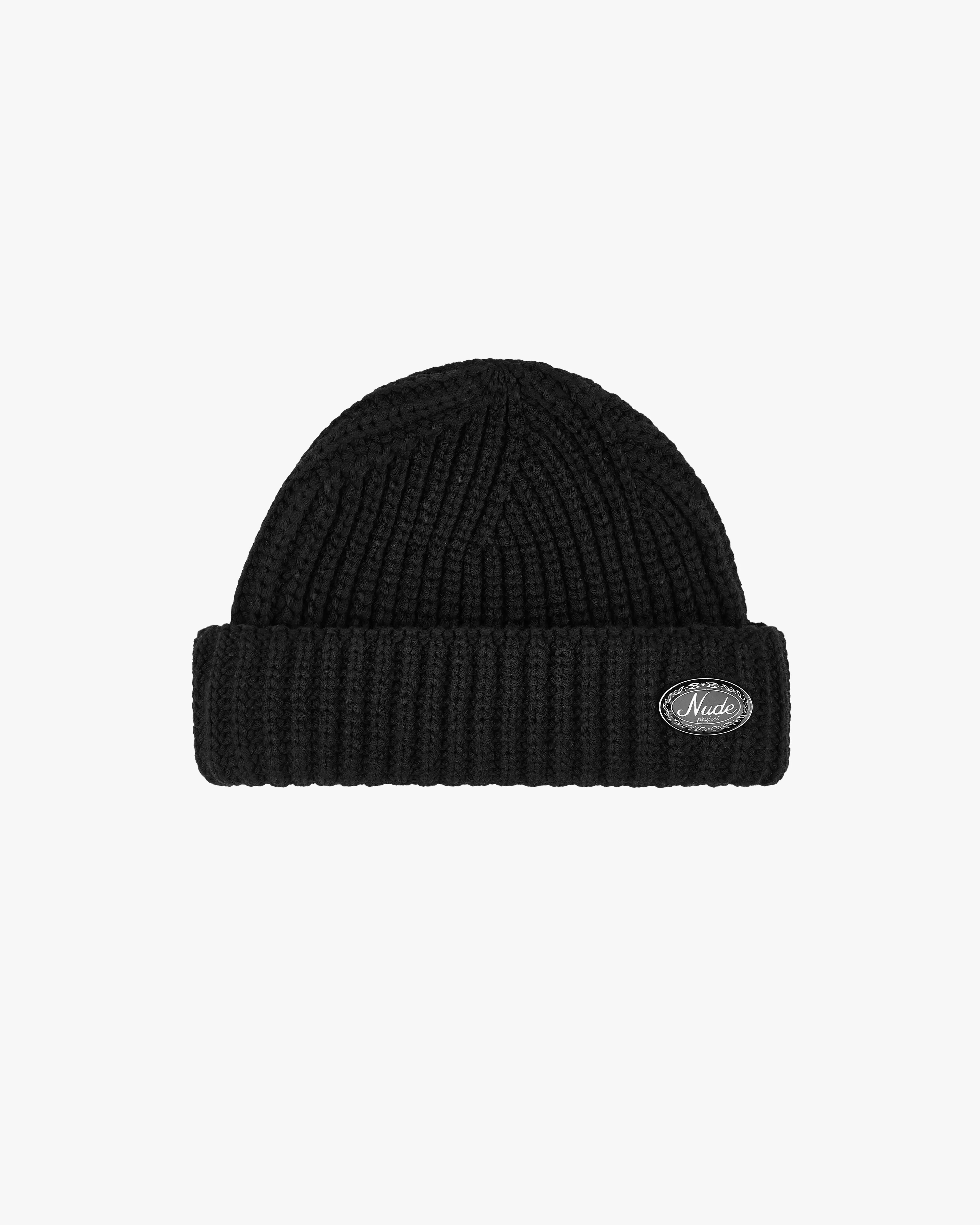 Black Fisherman Laurel Beanie