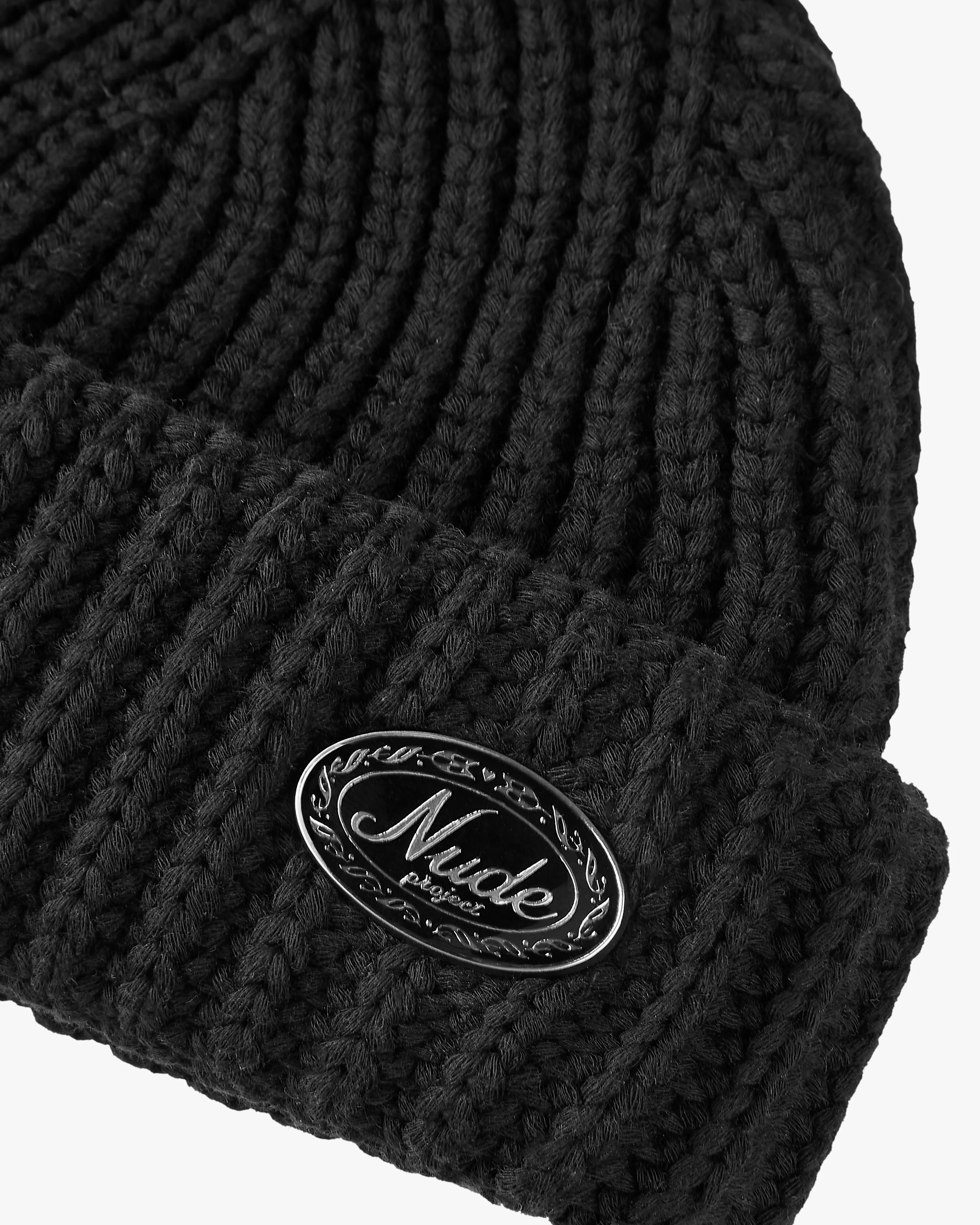 Black Fisherman Laurel Beanie