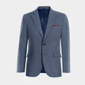  Blazer azul acero solapa ancha de entretiempo y pañuelo