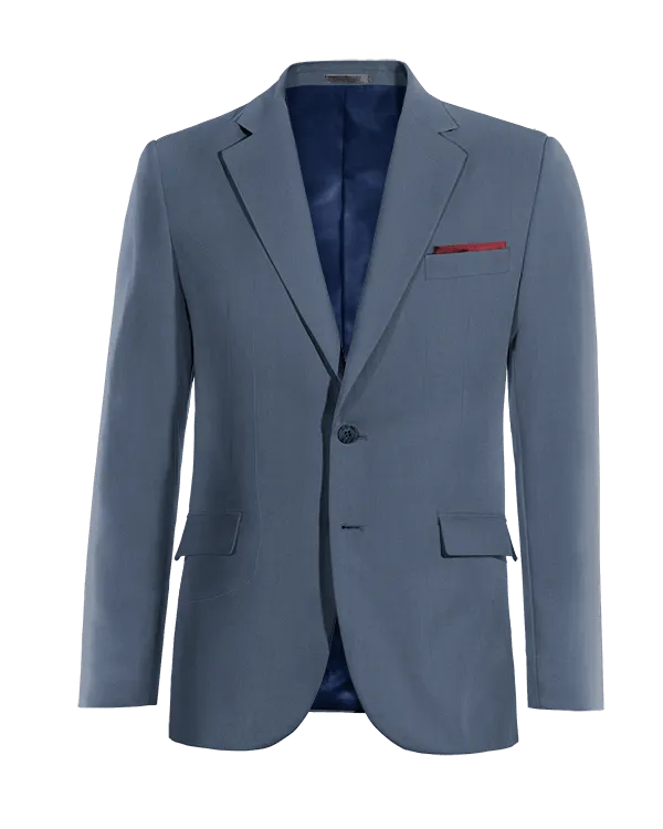  Blazer azul acero solapa ancha de entretiempo y pañuelo