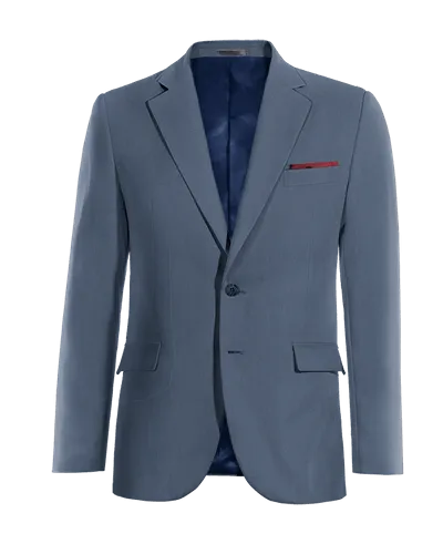  Blazer azul acero solapa ancha de entretiempo y pañuelo