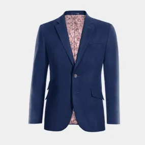  Blazer azul cobalto de entretiempo con parches