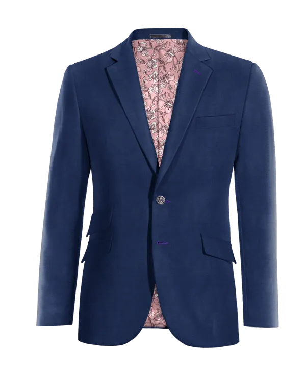  Blazer azul cobalto de entretiempo con parches