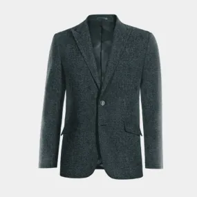  Blazer azul de donegal tweed solapa en pico