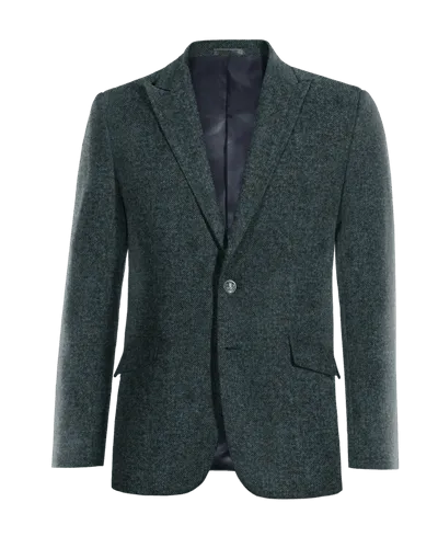  Blazer azul de donegal tweed solapa en pico