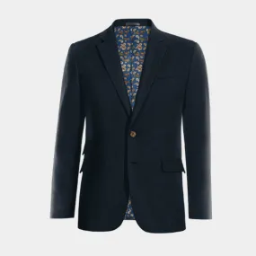  Blazer azul de pana esencial con parches