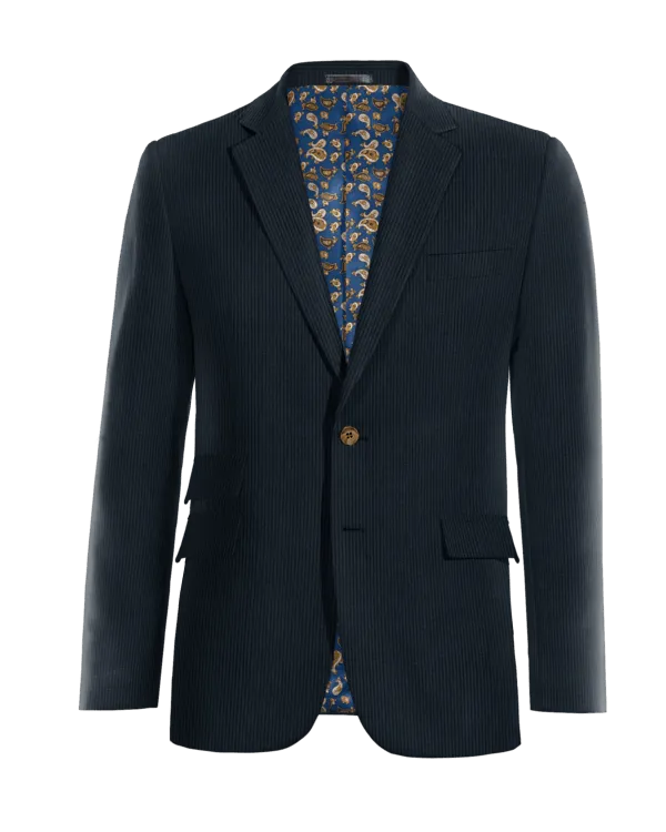  Blazer azul de pana esencial con parches