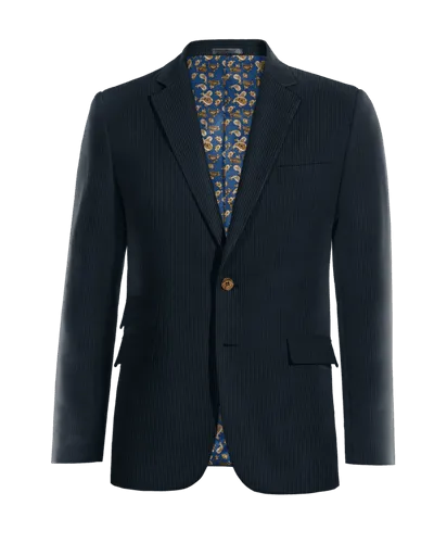  Blazer azul de pana esencial con parches