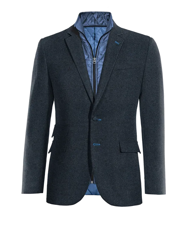  Blazer azul marino de donegal tweed esencial