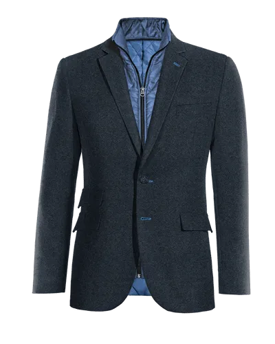  Blazer azul marino de donegal tweed esencial