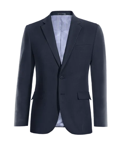  Blazer azul marino de seersucker a rayas ligera