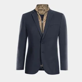  Blazer azul marino slim fit con pieza gilet