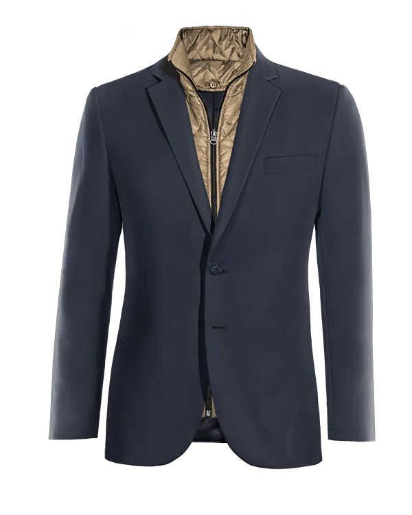  Blazer azul marino slim fit con pieza gilet