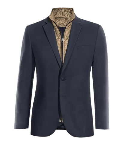  Blazer azul marino slim fit con pieza gilet