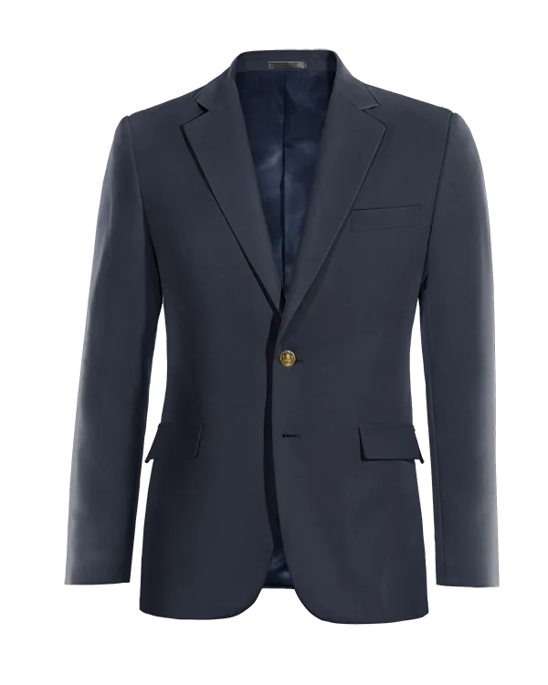  Blazer azul marino solapa ancha de entretiempo